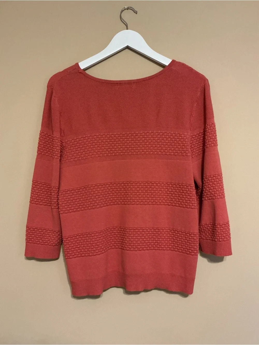 croft & barrow Coral Crewneck Sweater with Textured Stripes